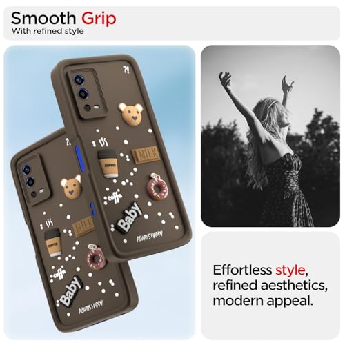 Image of Pikkme Back Cover for Oppo A55 | Cute Fun Cartoon 3D Bear Silicone Full Body Protection Bumper Case (Brown)