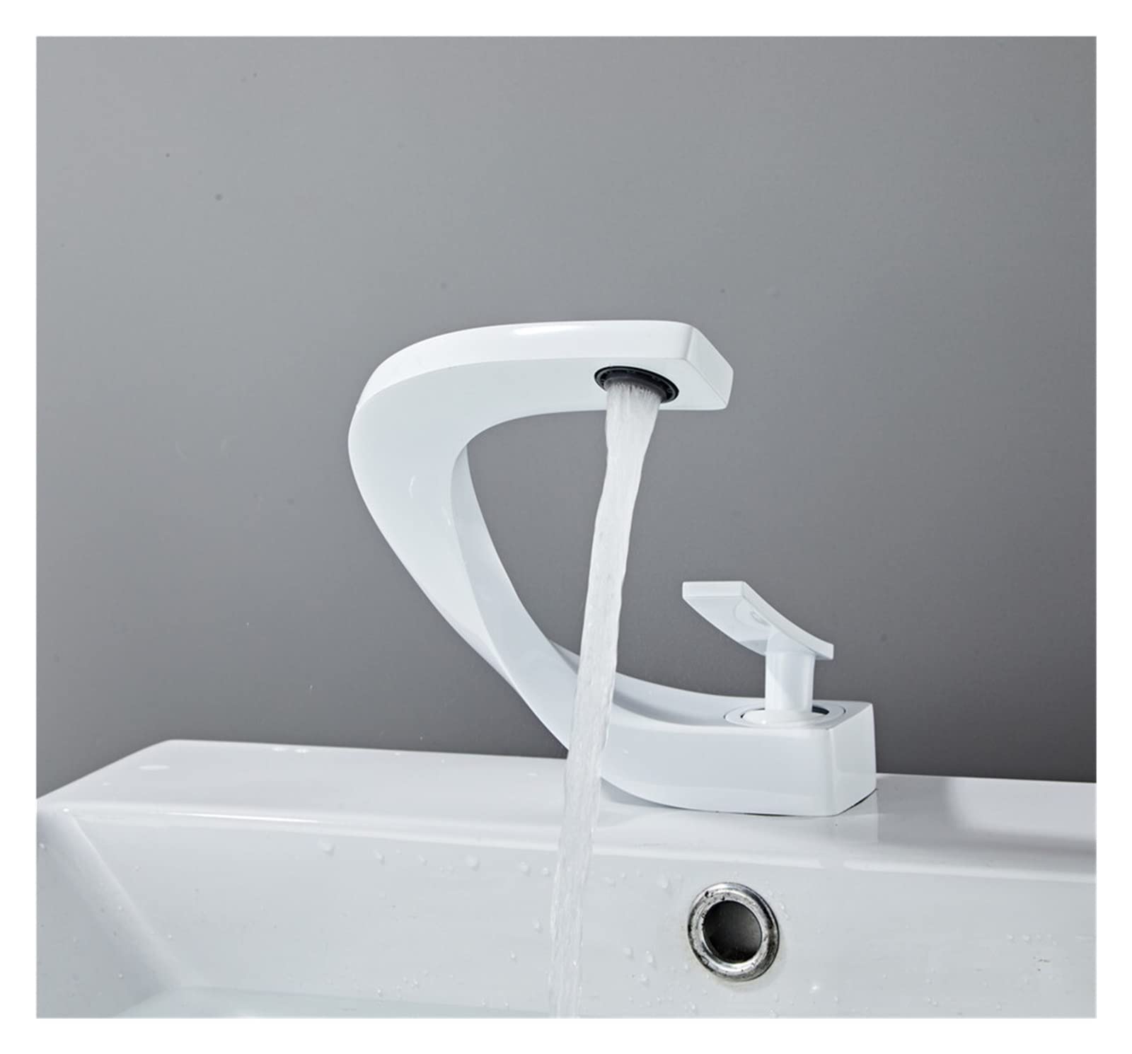 LNHHG Bathroom Faucet Brass Rose Gold White Bathroom Basin Faucet Cold Hot Water Mixer Sink Tap Deck Mounted Black Rose Gold Tap(Bianco)