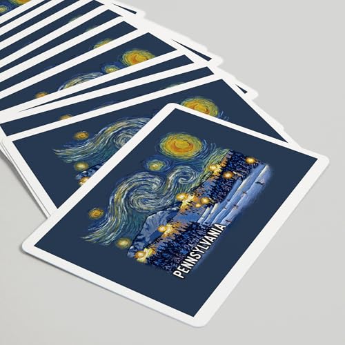 Lantern Press Pennsylvania, Starry Night, Ski, 52 Cartas de Póker miniatura 5