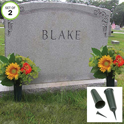 Evelots Cemetery Grave Cone Vase for Fresh/Artificial Flowers-Sturdy Stake-Set/2
