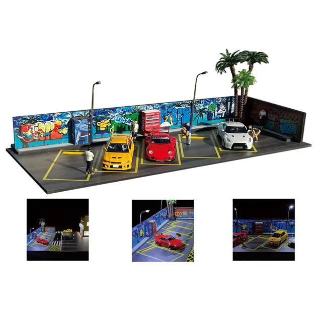1:64 GFANS Model Car Diorama Garage Shops with LED Lighting Dealership Model Car Toy (Parking Lot 1) — image 1