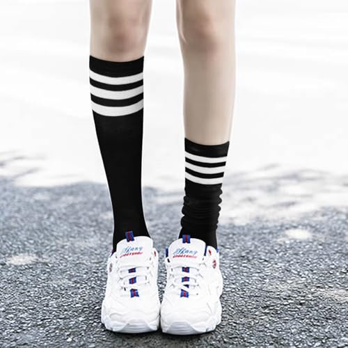 Image of DRESHOW 3 Pairs Cotton Knee High Socks for Women Solid Knit Knee Long Stocking Leg Warmer All Season Gift