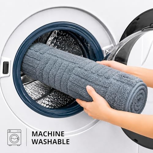 Image of LUXE HOME INTERNATIONAL Microfiber Bath Mat for Bathroom Anti Slip Water Soak Plush Soft Bahrain Maze Door Mat for Home Bedroom Washable Floor Rug (40x58cm Sky Blue) Pack of 1