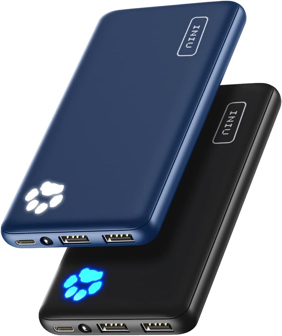 INIU[2 Pack] Portable Charger, Slimmest & Lightest USB C 10000mAh Power Bank, Triple 3A High-Speed Phone Battery Pack Compatible with iPhone 15 14 13 12 11 Pro X Samsung S22 S21 Google iPad Tablet.