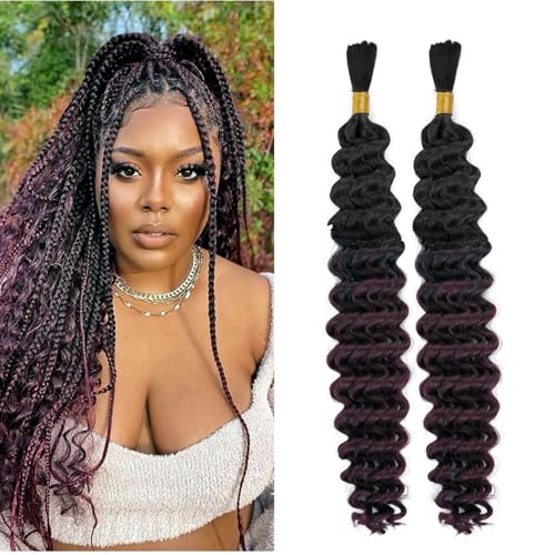 Deep Wave Bulk Hair for Braiding 2 Packs 160g Curly Braiding Hair and Wavy No Weft No Weft Brazilian Virgin Curly Deep Wave Hair Bundles Bohemian Braiding Hair Extensions wet and wavy braiding hair