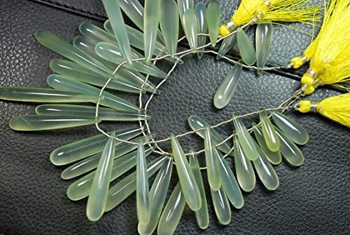 Briolettes allongées en calcédoine jaune gemmes naturelles 8"