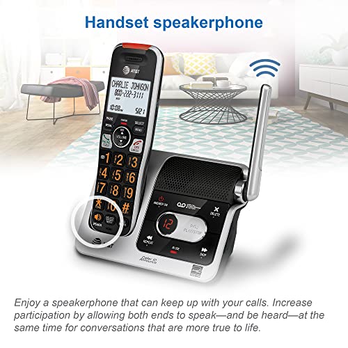 Image of AT&T BL102-5 DECT 6.0 5-Handset Cordless Phone for Home with Answering Machine, Call Blocking, Caller ID Announcer, Audio Assist, Intercom, and Unsurpassed Range, Silver /Black