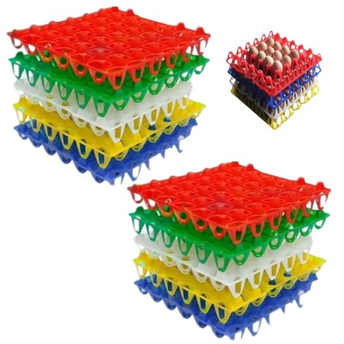 Caja de huevos, 10 bandejas de plástico para huevos de 30 celdas, contenedor de almacenamiento de colores reutilizable apilable para almacenar, clasificar y enviar