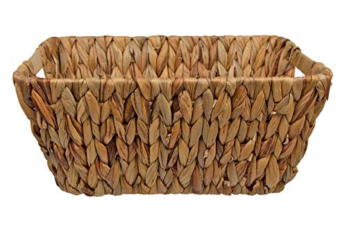 theHOMEmind Bamboo Natural Woven Rectangular Water Hyacinth Baskets  Storage Basket (15x11x6.5 inches)