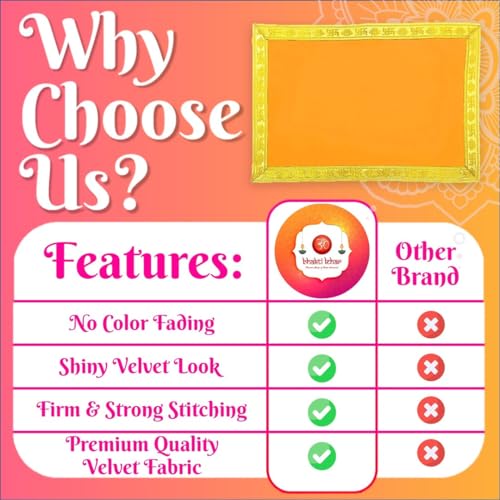 Image of Bhakti Lehar (9 x 13 Inch) Plain Orange Velvet Pooja Aasan for God Idol /Chowki Aasan Kapda Cloth for Temple Shelf Home Mandir, Ganesh Baithak and God Idol Sitting - Pack of 2