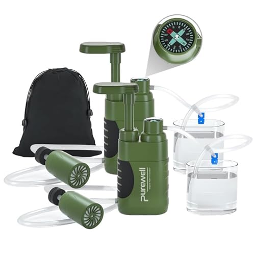 Purewell Wasserfilter Outdoor Survival Tragbar mit Pumpe für Camping Wandern Trekking 0.01 Mikron Fâ€¦ – Miniatur