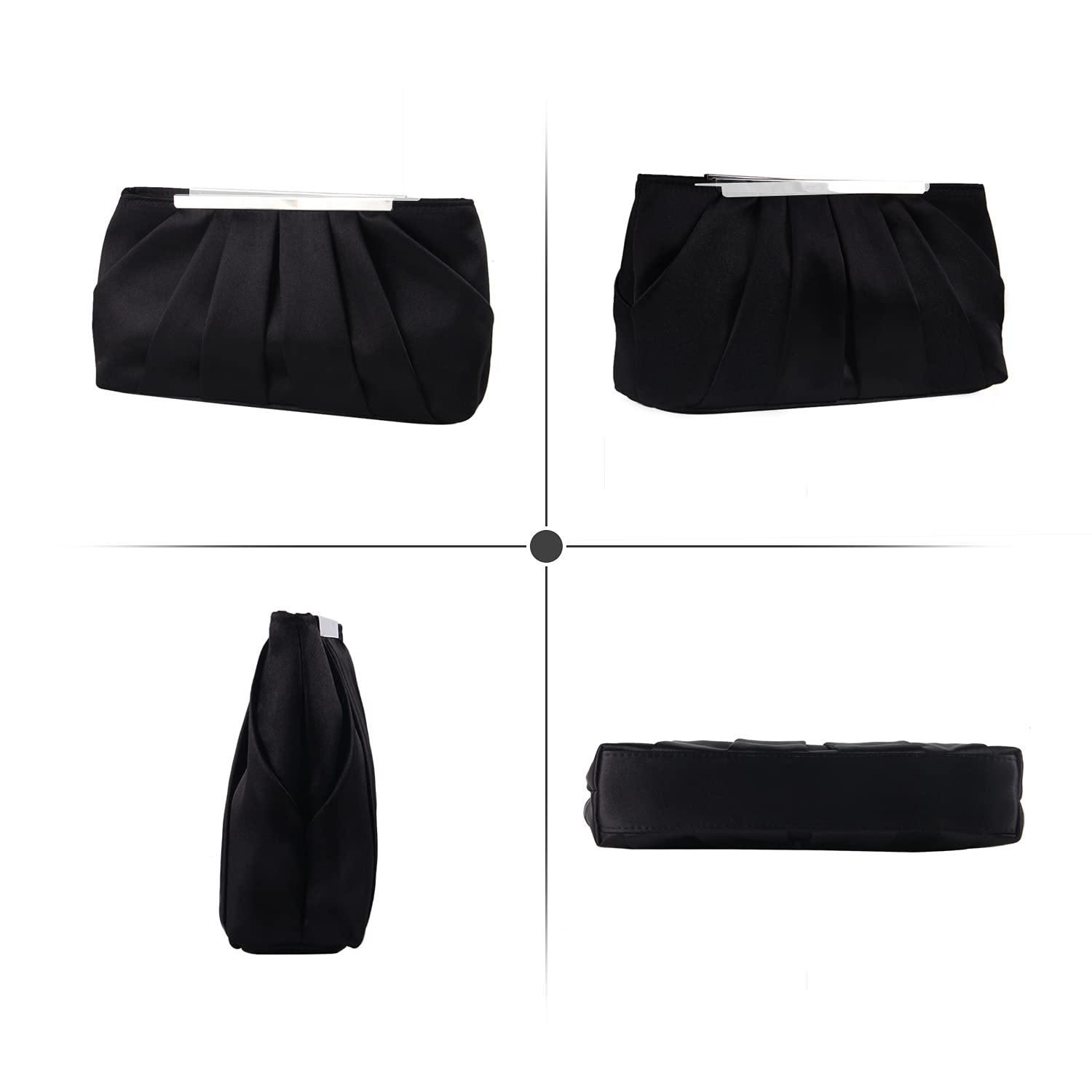 Sac de soirée en satin pour femme Élégant sac à main de soirée plissé en satin pour femme Argenté Sac à main de mariage