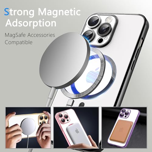 Image of Misscase Compatible with iPhone 14 Pro Magnetic Glitter Case with Camera Lens Protector Full Protection Case Compatible with MagSafe Elegant Anti-Scratch Case Cover for iPhone 14 Pro Black