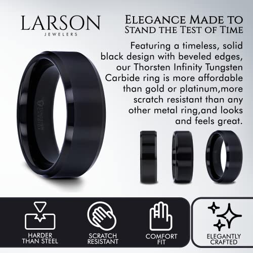 Thorsten Infinity | Tungsten Rings for Men | Tungsten | Comfort Fit | Black Wedding Ring Band with Beveled Edges - 4mm to 12mm4