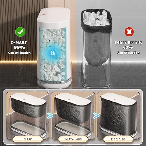 Caneca de basura ovalada blanca con tapa para baño miniatura 2