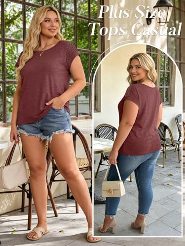 Image of Bliwov Womens Tops Lace Cap Sleeve T Shirts,Cute Trendy Casual,Beach Vacation Outfits,Summer Spring Fashion Clothes