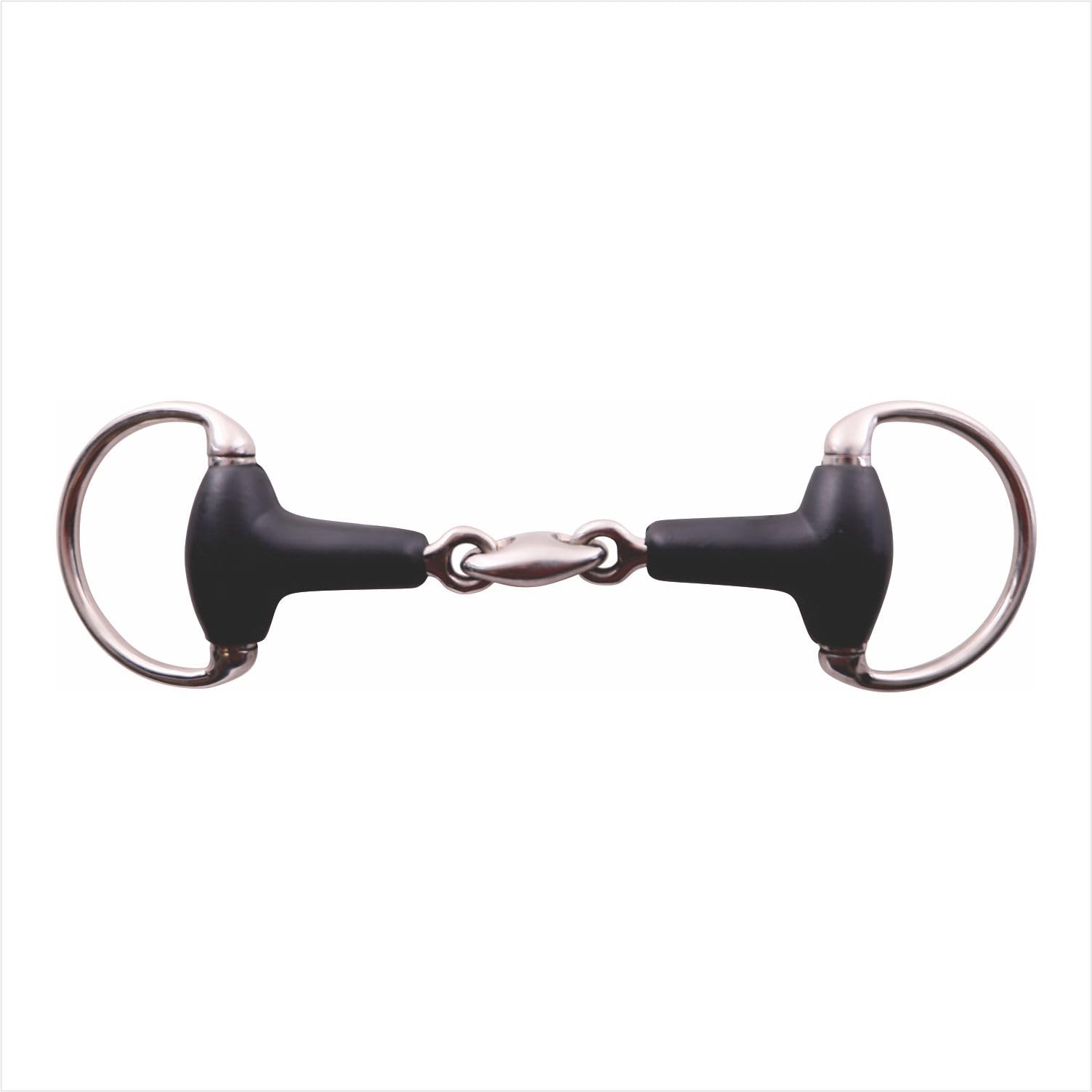 AK Eggbutt Soft Rubber Double Jointed Rubber Coated Horse Riding Bits AKRS-102649 (Black Silver, 5.50'')