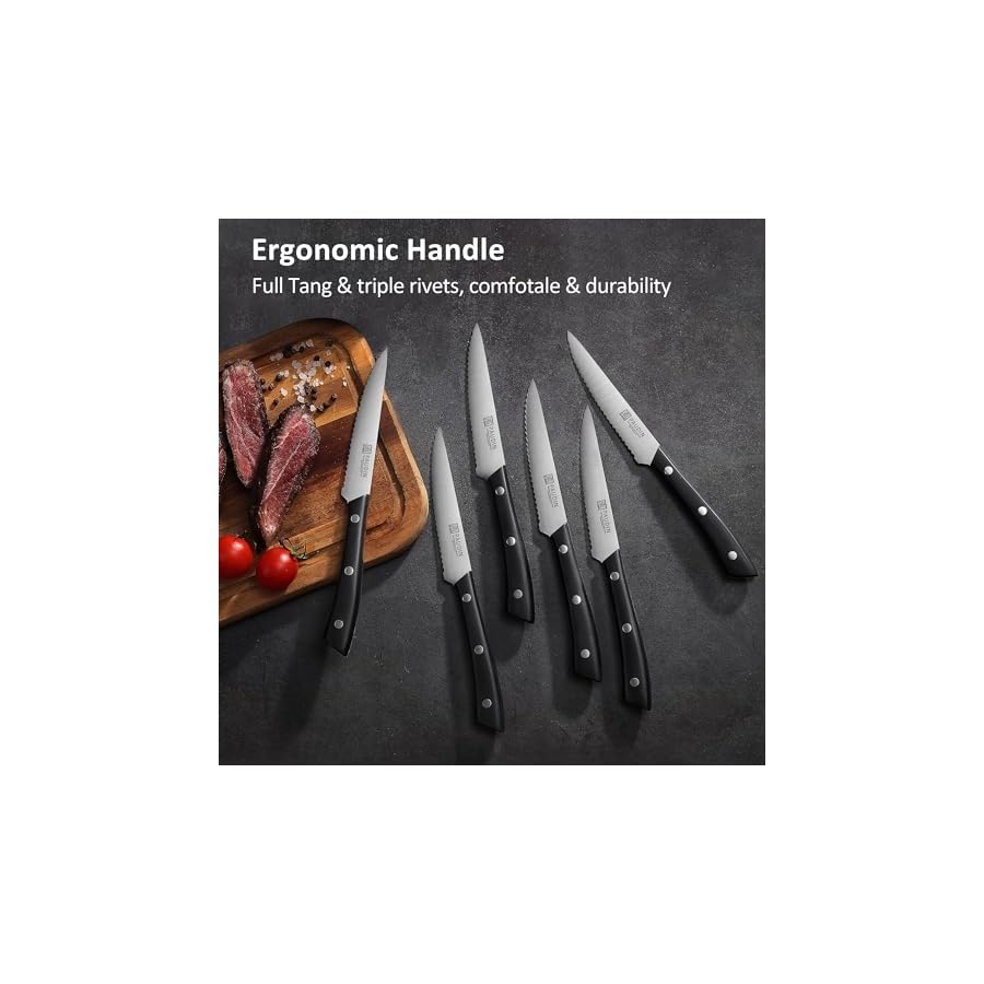 PAUDIN-Kitchen-Knife-Set-15-Piece-Knife-Set-with-Block-High-Carbon-German-Steel-Sharp-Knife-Set-for-Kitchen-Precision-Cutting-Triple-Riveted-Ergonomic-Handle-Lightweight-Durable-Black PAUDIN Kitchen Knife Set, 15-Piece Knife Set with Block, High Carbon German Steel Sharp Knife Set for Kitchen Precision Cutting, Triple Riveted Ergonomic Handle, Lightweight & Durable, Black