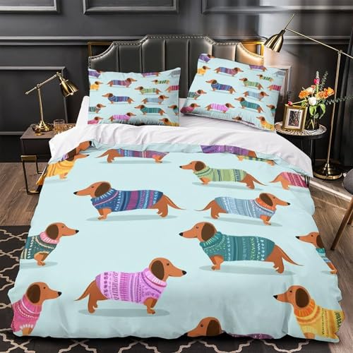 Housse de couette teckel colorée pour égayer une chambre en colocation
