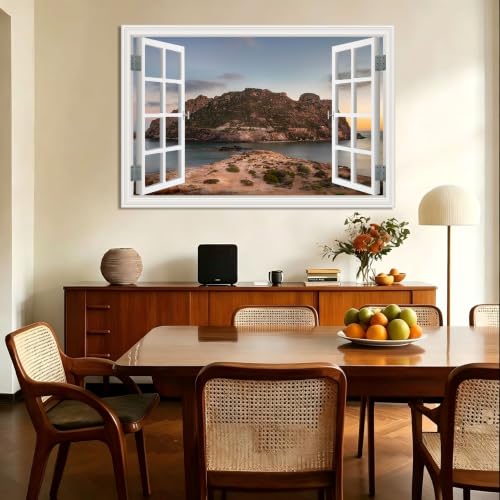 Cuadro lienzo efecto ventana al lago ideal para decorar un salón luminoso de 20x30cm 2