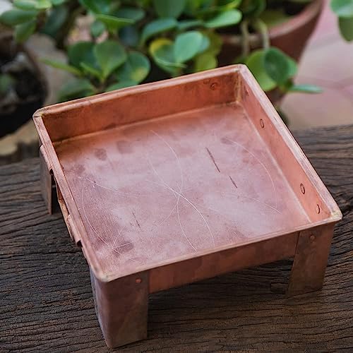 Image of ALODIE - Havan kund Pure Copper Hawan Kund with Handle On Both Side, for Yagya Kund fro Puja & Poojan Purpose 6 Inches