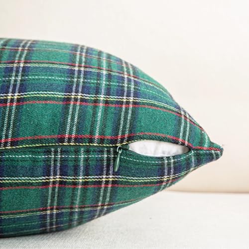 Image of AQOTHES Christmas Plaid Decorative Throw Pillow Covers Green Blue 22x22