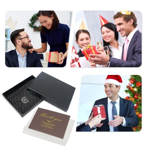 Personalized Gifts Slim Minimalist RFID Blocking Leather Wallet for Men,Initial Carbon Fiber Travel 8 Card Slot Credit Card Holder Wallets Unique Christmas Birthday Gift for Men Dad Husband (M)2