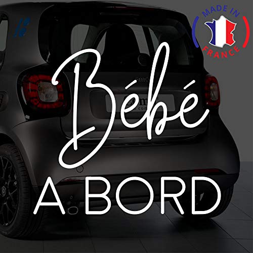Sticker bébé à bord pour voiture Bébé à Bord 17 cm Blanc - Anakiss