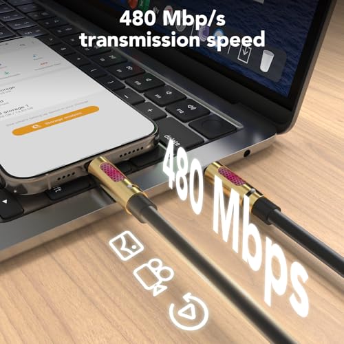 Image of MFish 240W USB-C to USB-C Cable (PD 3.1 EPR), 480Mbps Speed, Fast Charging Type C Cable for MacBook Pro /Air, iPhone 17 /16 Pro, Galaxy S25 /S24, Laptops, iPad, Durable Silicone, 6FT Black