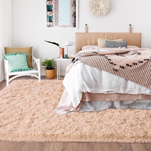 Camel Rugs for Bedroom, Soft Shaggy Modern Shag 4x6 Area Rug for Living Room, Upgrade Non-Slip Plush Fluffy Carpet for Kids Boys Girls Room Home Decor Aesthetic