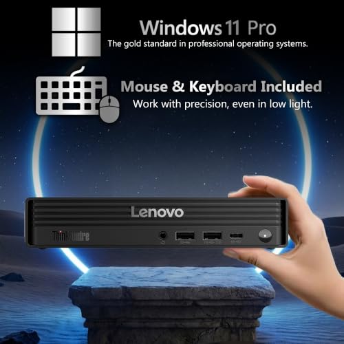 Image of Lenovo ThinkCentre M70q Gen 6, Intel Core Ultra (Beats i7-13700T), 32GB DDR5 RAM, 512GB NVMe SSD, WiFi 6E, Bluetooth, RJ-45, DP Port, HDMI, Win 11 Pro, AI Business Desktop
