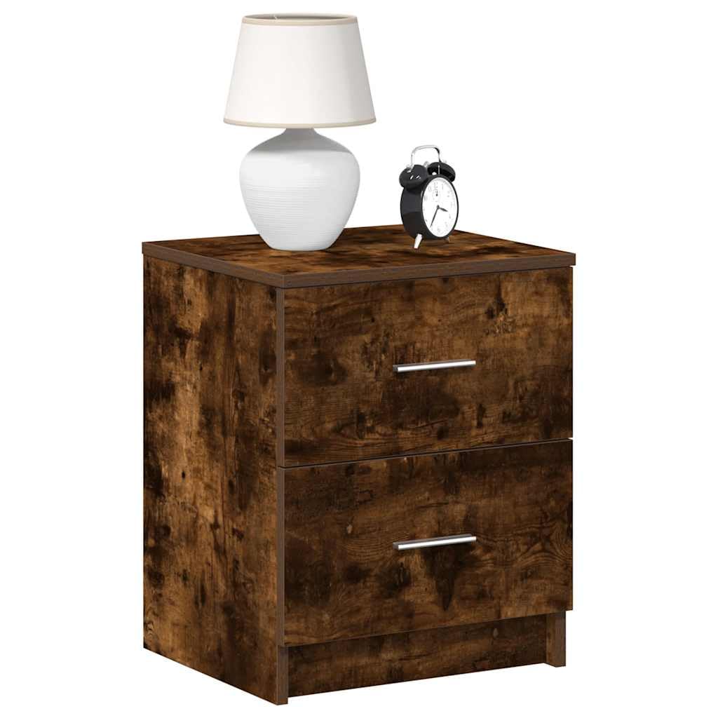 SXZenSpace 858794 Bedside Cabinets 2 pcs with Drawers Smoked Oak 40x36x50 cm Tables Cabinet Side End Table Nightstand Storage Organizer Home Stand for Bedroom