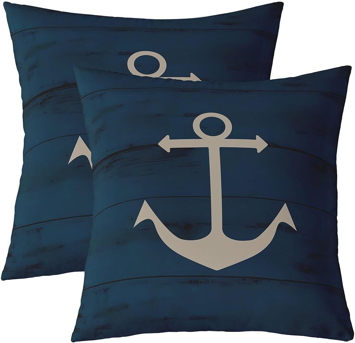 Feelyou Anchor Decor Throw Pillow Covers 24"x24" Set of 2 Nautical Theme Decorative Pillowcase for Sofa Couch Ocean Voyage Cushion Cover Marine Theme Outdoor Pillows Covers Sea Adventure
