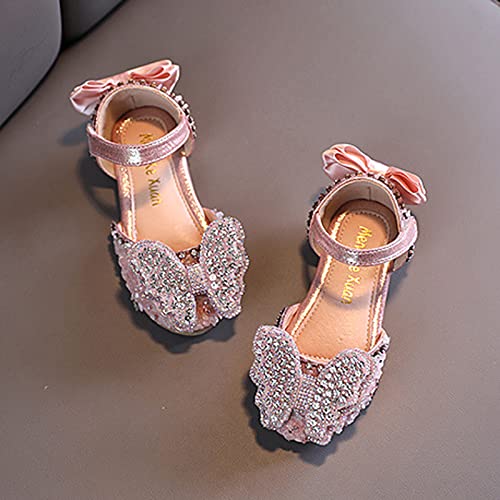Summer Girls Dance Shoes Princess Dress Performance Shoes Ribbon Pearl Rhinestone Bow Flat Girls Booties Size 44