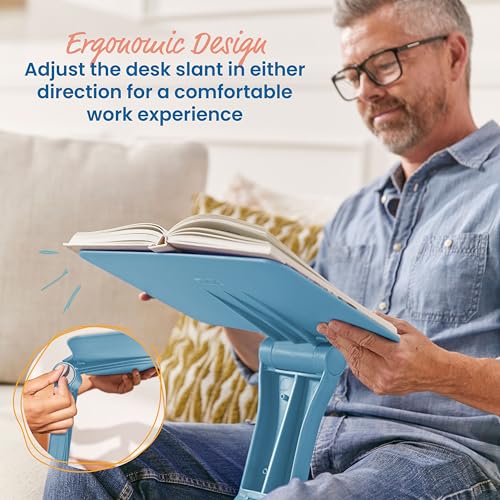 Image of ECR4Kids The Surf Folding Portable Activity Lap Desk, Adjustable, Flexible Seating, Peacock Blue
