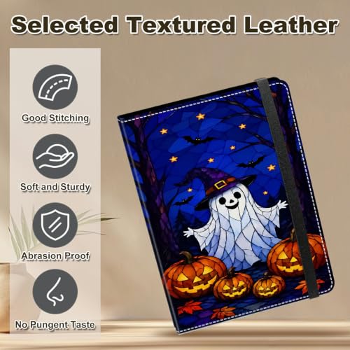 Image of Photo Album 4x6 120 Photos with Strong Elastic Band, Stained Glass Ghost | Large Capacity Premium Leather Picture Album, Portable Wallet Albums Photo Book for Family Anniversaries Wedding Baby