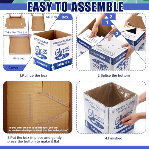 Image of Resurhang 6 Sets Cardboard Broken Glass Disposal Box Floor Model Laboratory Safe Trash Can for Glass Sharps Disposable Garbage Disposal Container Cartons Trash Bins (9 inch L X 9 inch W X 10 inch H)