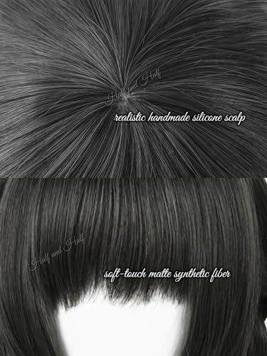 Image of Half and Half Homura Akemi Cosplay Wig Long Black Gray Braided Anime Wig with Bangs 35.4'' Black Pigtails Wigs for Women Halloween Party Daily