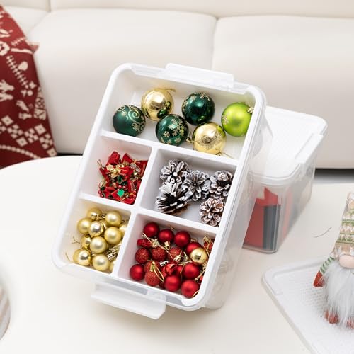 Image of Citylife 17 QT Storage Bins with Building Baseplate Lid and Removable Tray Large Plastic Storage Bins Lego Organizers and Storage Bead, Tool, Sewing, 4 Packs