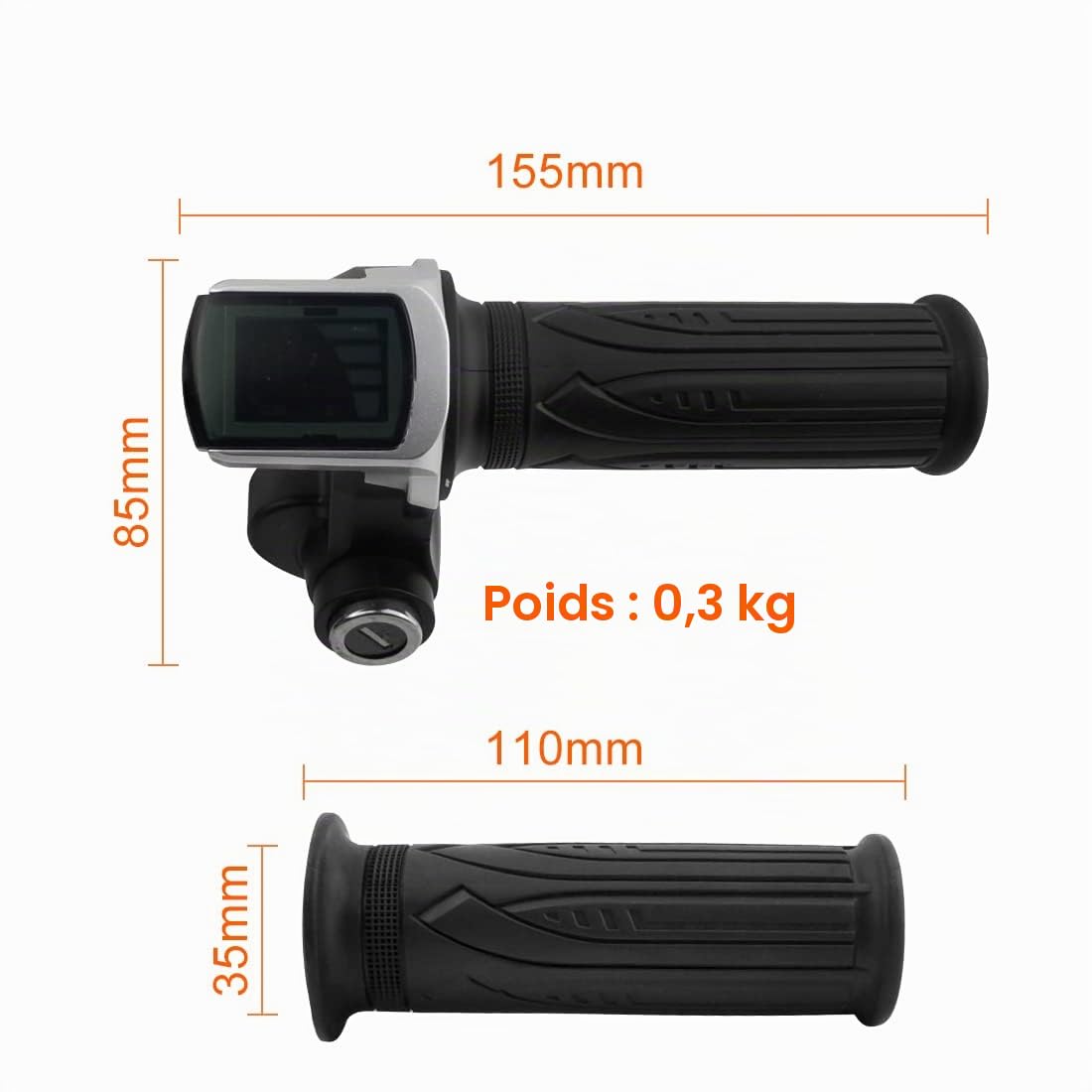 L-faster Poignée d'accélérateur de Vitesse avec indicateur de commutateur de clé pour vélo e - Cooter