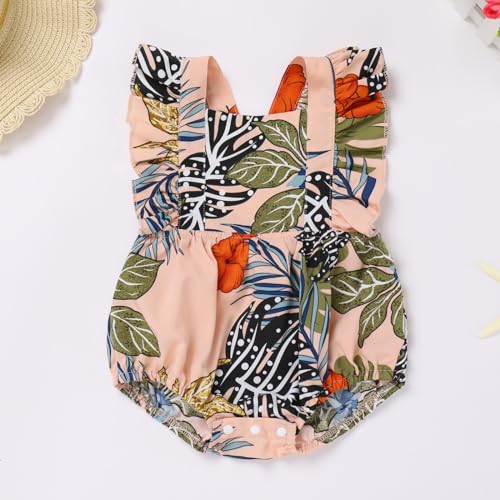 Mommy and Me Floral Leaf Family Matching Summer Beach Hawaiian Vacation Jumpsuit Romper Summer Casual Clothes4