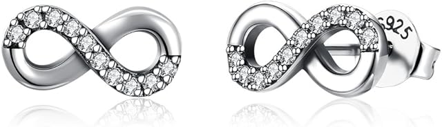 Infinity Earrings, Belons 925 Sterling Silver Cubic Zirconia"Endless Love" Stud Earrings for Women Girls Ladies