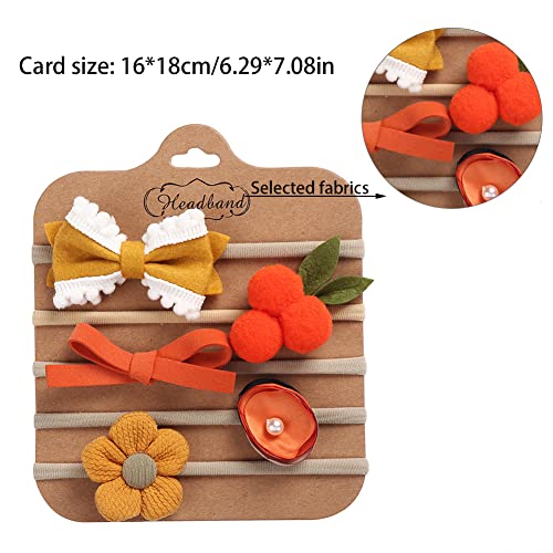 5 Pieces Baby Girls Headbands Nylon Hairband Ribbon Newborn Hair Bows Handmade Hair Accessories for Infant Toddler, Type B3