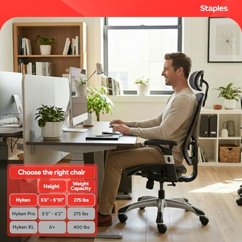 Image of STAPLES Ergonomic Task Chair, Mesh, Ergonomic, Lumbar Support, Swivel, Gray