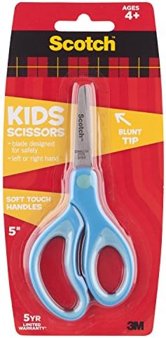 3M Scotch Stainless Steel Kid safe Scissors | Blunt Tip | Soft Grip | Left and right hand (Color may vary)