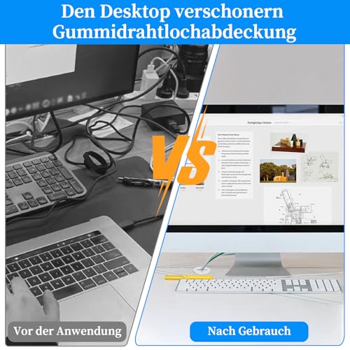 12 St Flexible Silikon Kabeldurchführung 25mm Schwarz Weiß Kabeldurchlass Schreibtisch Runde Kabeldurchführung Kunststoff Tisch Kabeldurchführung für Büro Wohnaccessoires Arbeitsplatz (Mit 1 Bohrer)