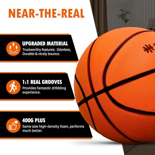 RAINBOWBEAR Silent Dribble Basketball for Indoor Training, Size 7 (29.5"), Quiet Dribbling 