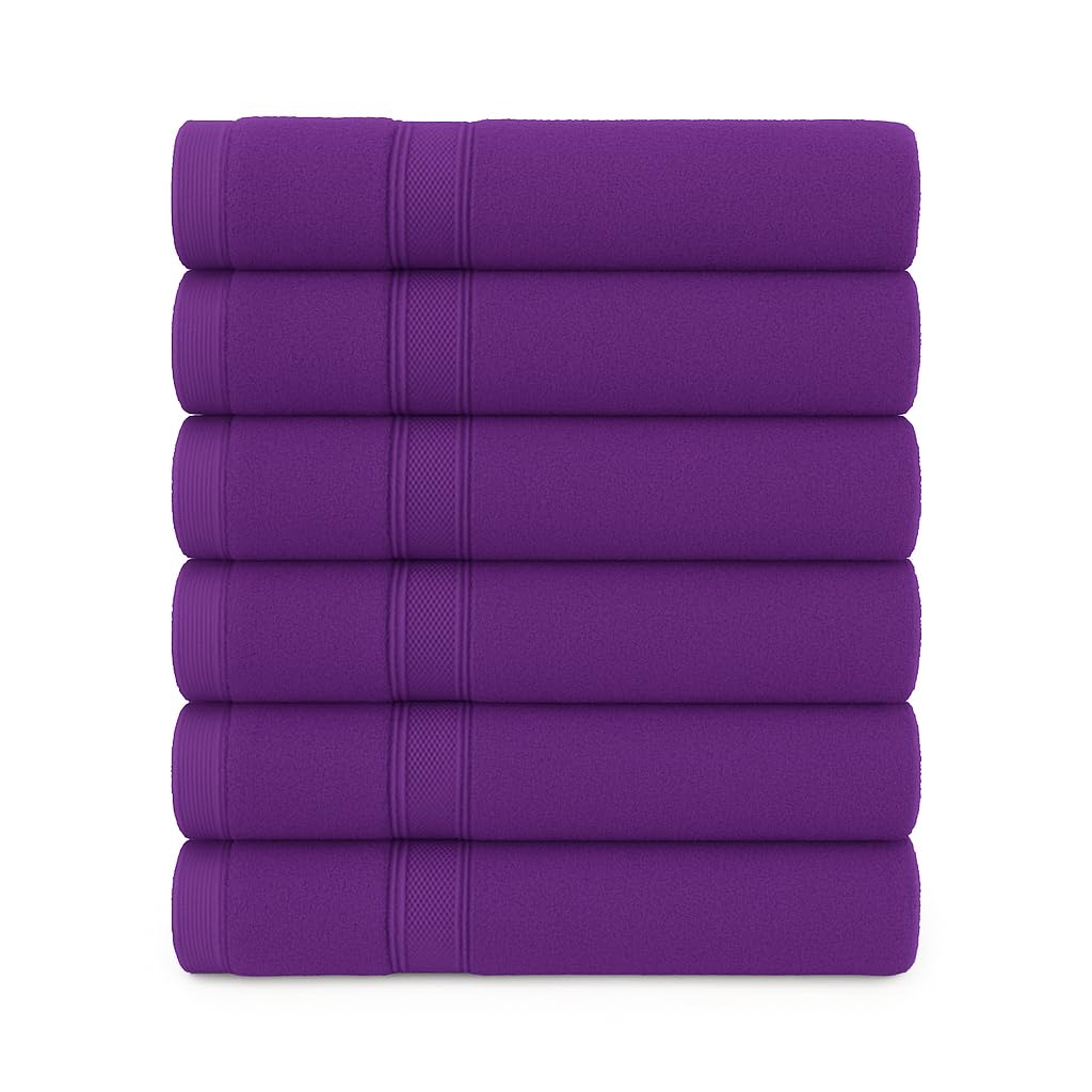 Diamond Tex Bathroom Towel Set of 6 (2 Bath Sheets 2 Hand Towels 2 Face Cloths) Quick Dry Soft Absorbent Shower Towels with Hanging Loop 100% Cotton 6000GSM Towels