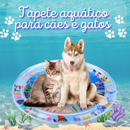 Tapete de Água Inflável Interativo Para Gatos Pet Estimula Instintos (AZUL CIRCULO)