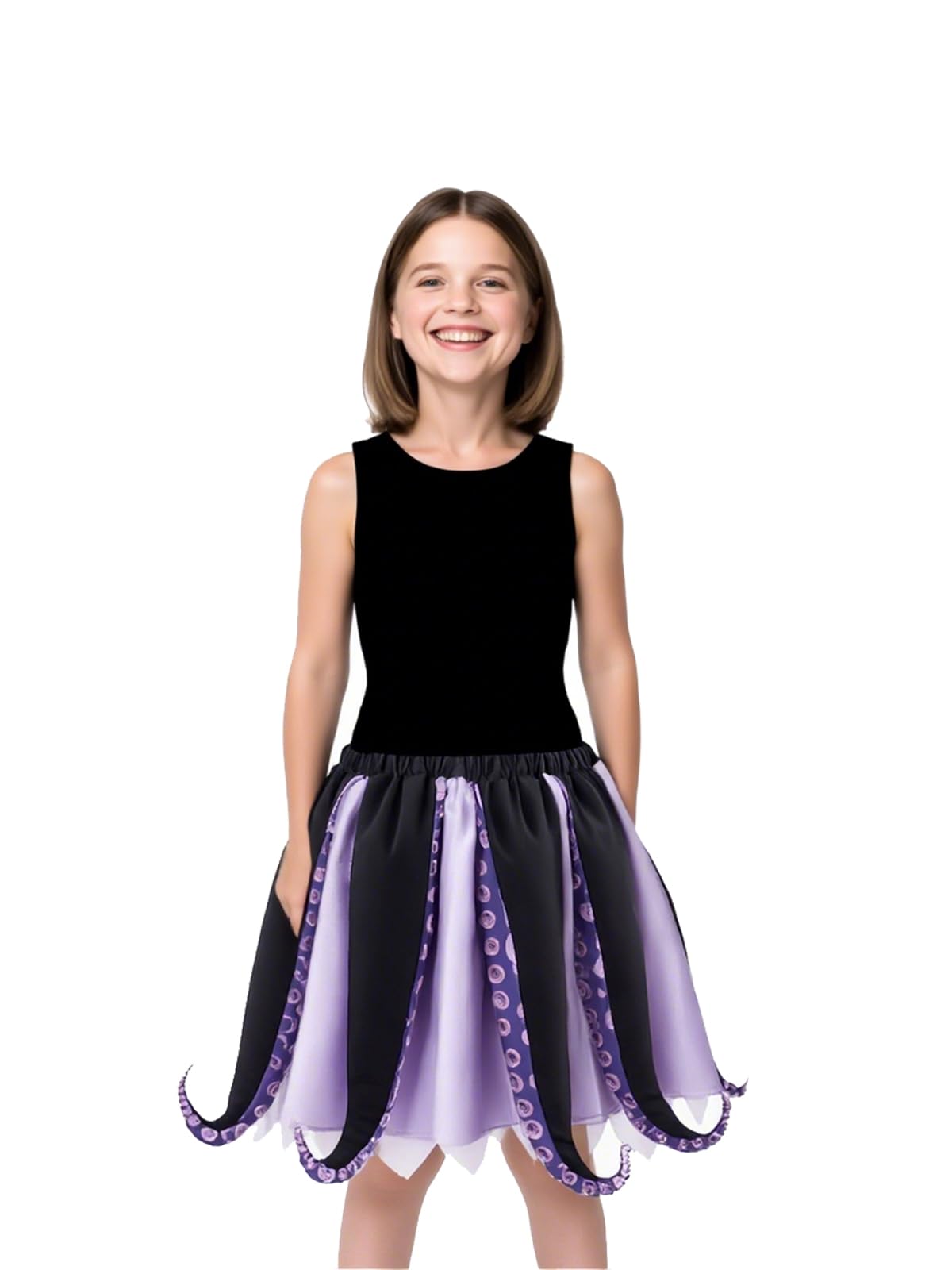 Jackolume Adults Octopus Ursula Skirt Costume,Purple Black Squid Sea Witch Fancy Dress Costume Women Tentacle Tutu Skirt, Halloween Squid Cosplay Party Dress Up